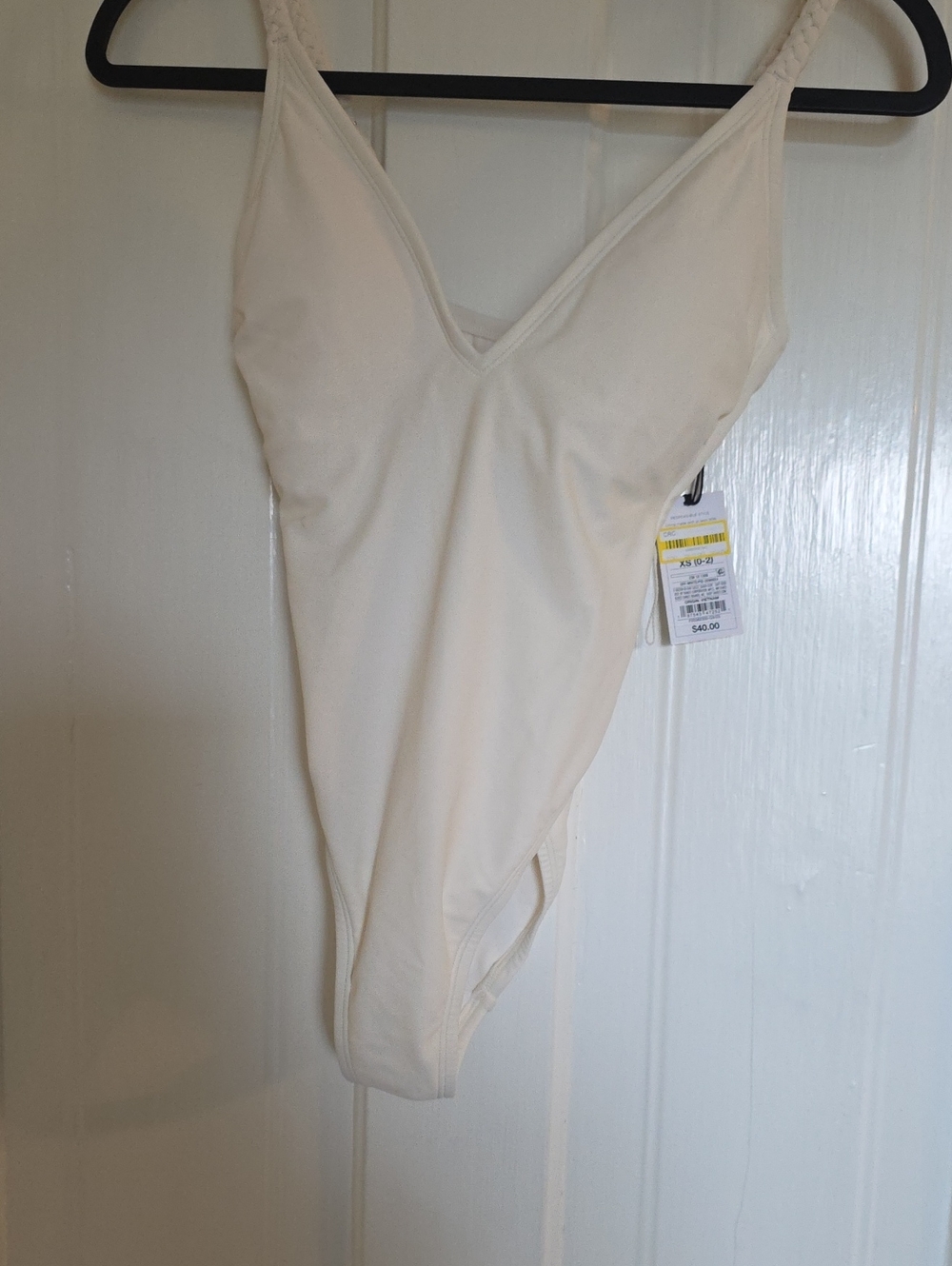 Shade & Shore Cream V-Neck One-Piece Swimsuit